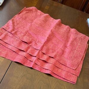 Set of 4 KOKON 100% linen Red table placemats